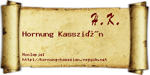 Hornung Kasszián névjegykártya